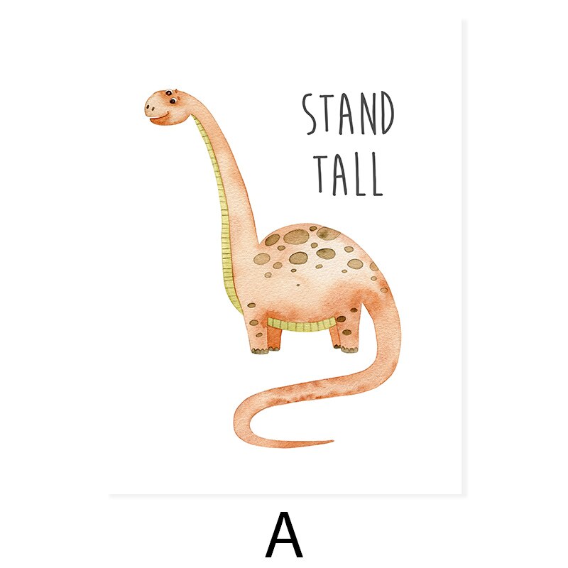 Cartoon Dinosaur Ermutigung - Leinwand Wandkunstdruck