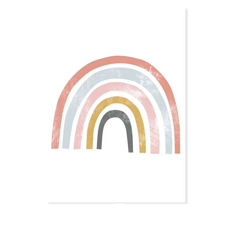 Schöne Regenbogen Cartoon Mädchen Kinderzimmer - Leinwand Wandkunst Druck