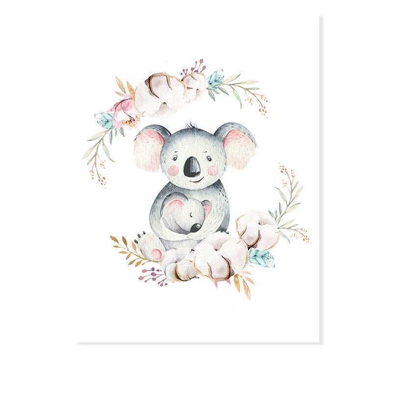 Loving Koala Mutter & Baby Girlande - Leinwand Wandkunst Druck