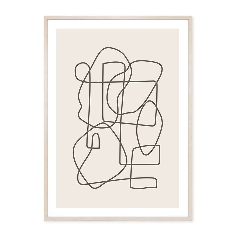 Moderne Neutrale Abstrakte Linienkunst - Leinwand Wandkunst Druck