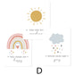 Cartoon Sonne Wolke Regenbogen Kinderzimmer Dekor-Canvas Wandkunst Druck