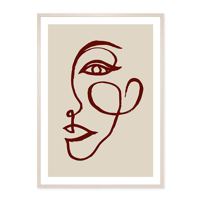 Moderne Neutrale Abstrakte Linienkunst - Leinwand Wandkunst Druck