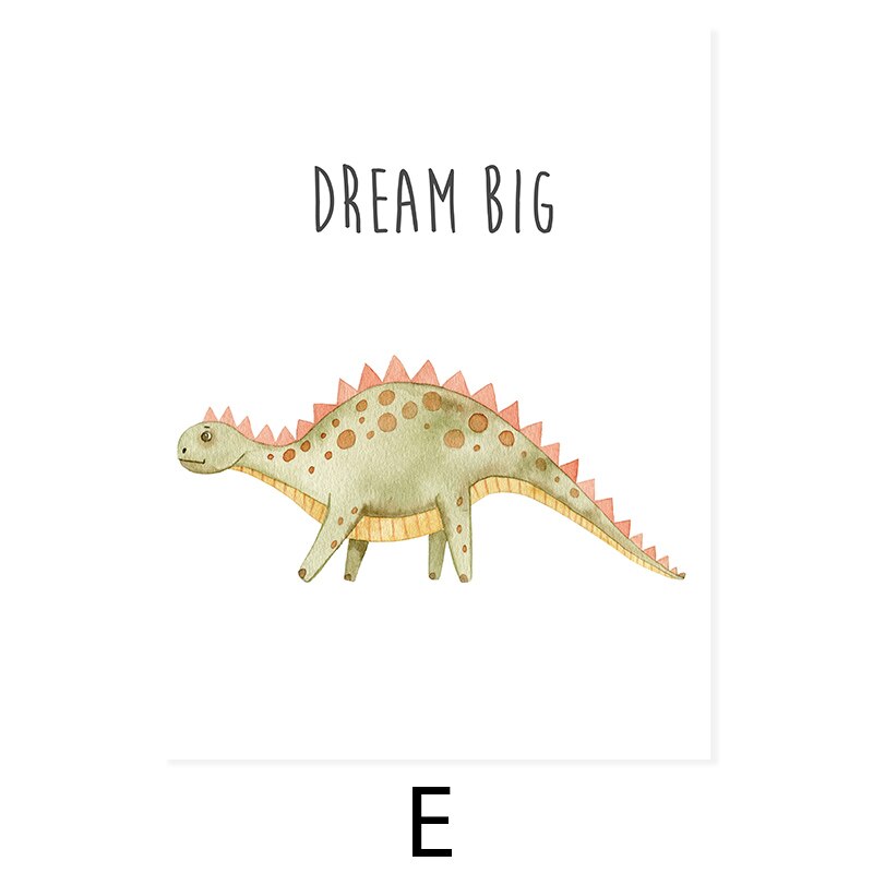 Cartoon Dinosaur Ermutigung - Leinwand Wandkunstdruck