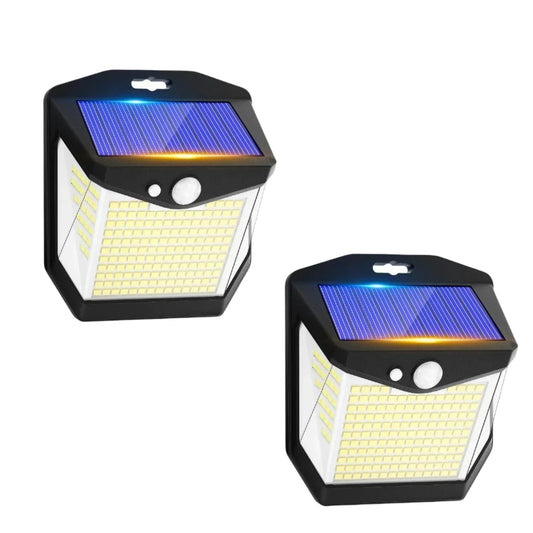 Frendorf | 2x Solar-LED-Wandleuchte mit Bewegungssensor | Wasserdicht, 270° Weitwinkel & 3 Modi für Außensicherheit in Gärten und Höfen