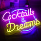 Lebendige Cocktails & Bier LED Neon Wandschild
