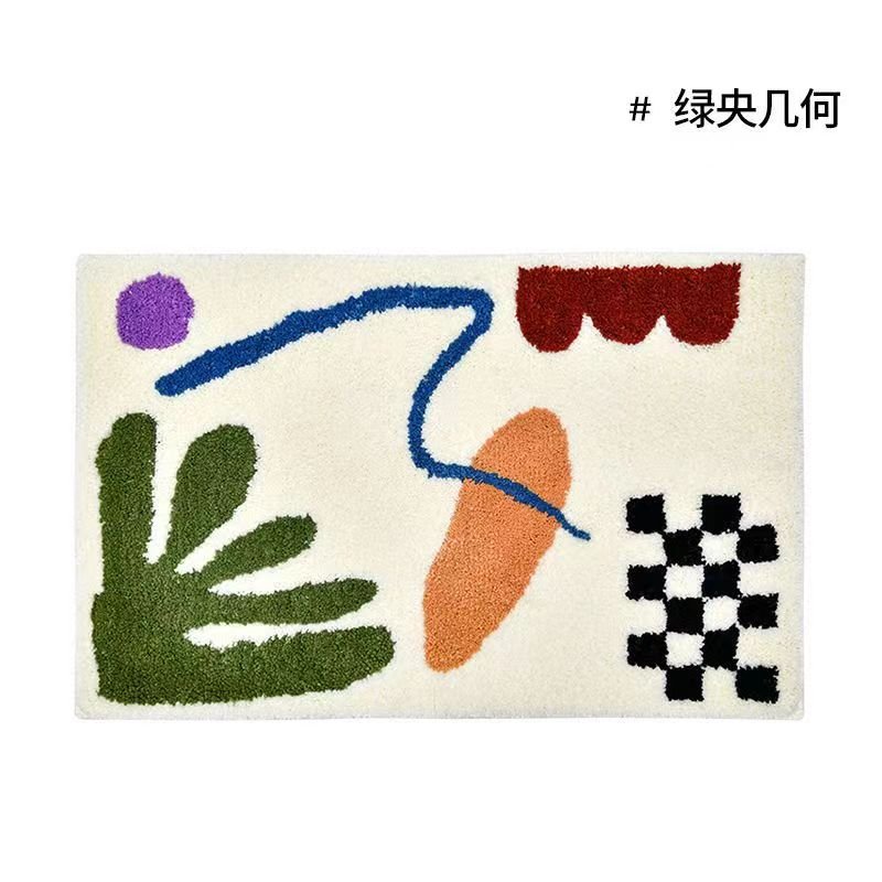 Vintage Schachbrett Karo Badteppiche - Gemütlicher Retro Blumen Teppich für Badezimmer und Wohnkultur