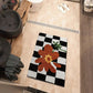 Vintage Schachbrett Karo Badteppiche - Gemütlicher Retro Blumen Teppich für Badezimmer und Wohnkultur