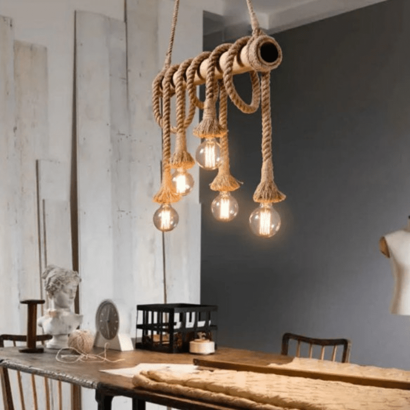 Vintage Hanfseil Pendelleuchte