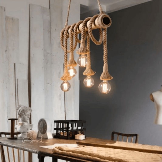 Vintage Hanfseil Pendelleuchte