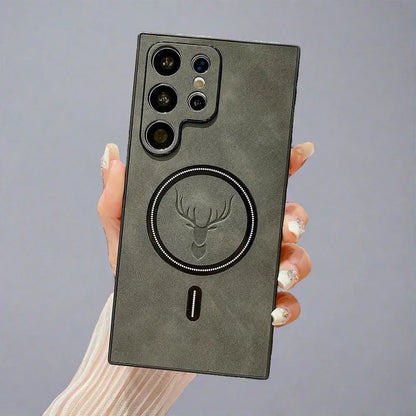 Frendorf | Lederhülle für Samsung-Telefon | Magnetische kabellose Ladehülle