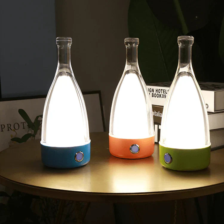 Frendorf | GlowVino Wiederaufladbares dekoratives Nachtlicht | Weinflaschen-Design | Stimmungsvolle LED-Beleuchtung | Kabellos