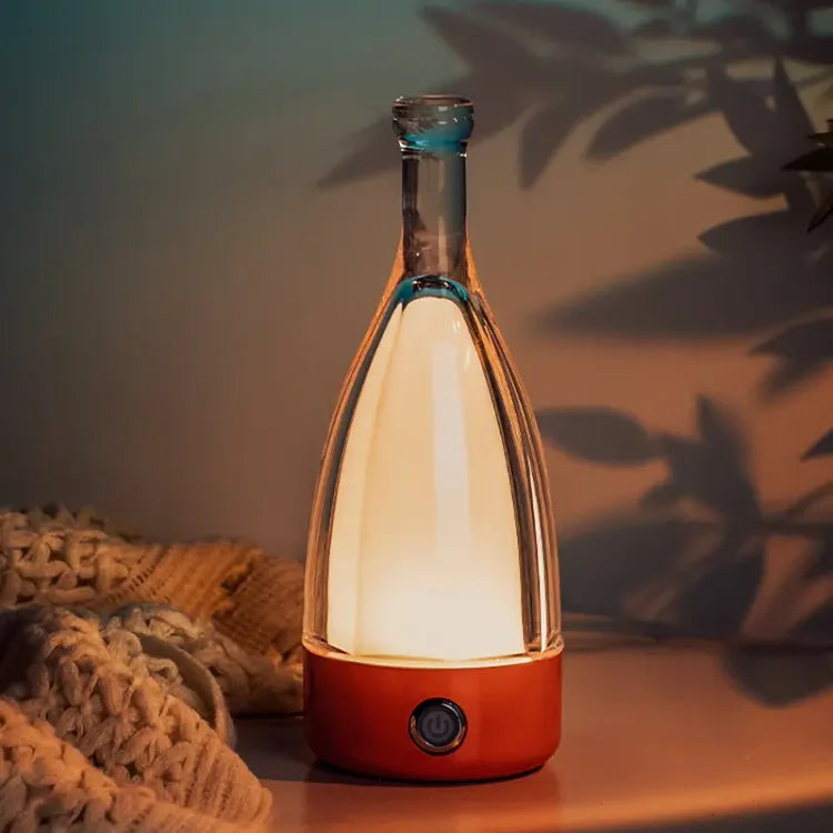 Frendorf | GlowVino Wiederaufladbares dekoratives Nachtlicht | Weinflaschen-Design | Stimmungsvolle LED-Beleuchtung | Kabellos