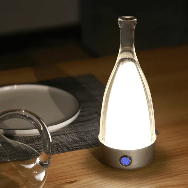 Frendorf | GlowVino Wiederaufladbares dekoratives Nachtlicht | Weinflaschen-Design | Stimmungsvolle LED-Beleuchtung | Kabellos
