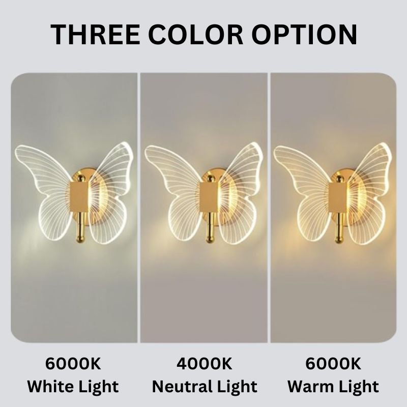 FloraVyne LED Wandleuchte – Schmetterlingsförmige Designlampe mit 3 Lichtmodi Energiesparend und Elegant