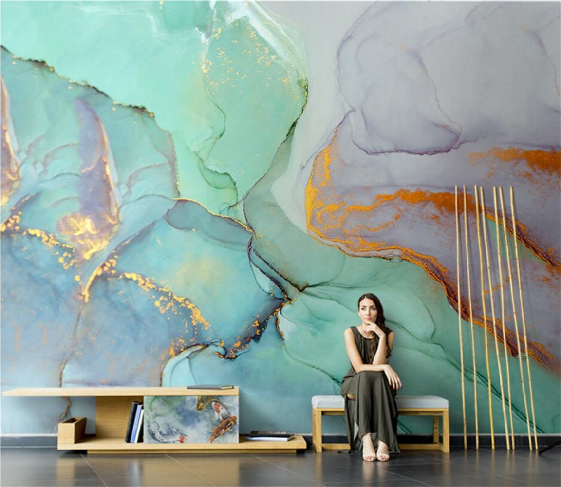 Tapete Mural Modern Nordic Light Luxury Colored Marble Wall Paper