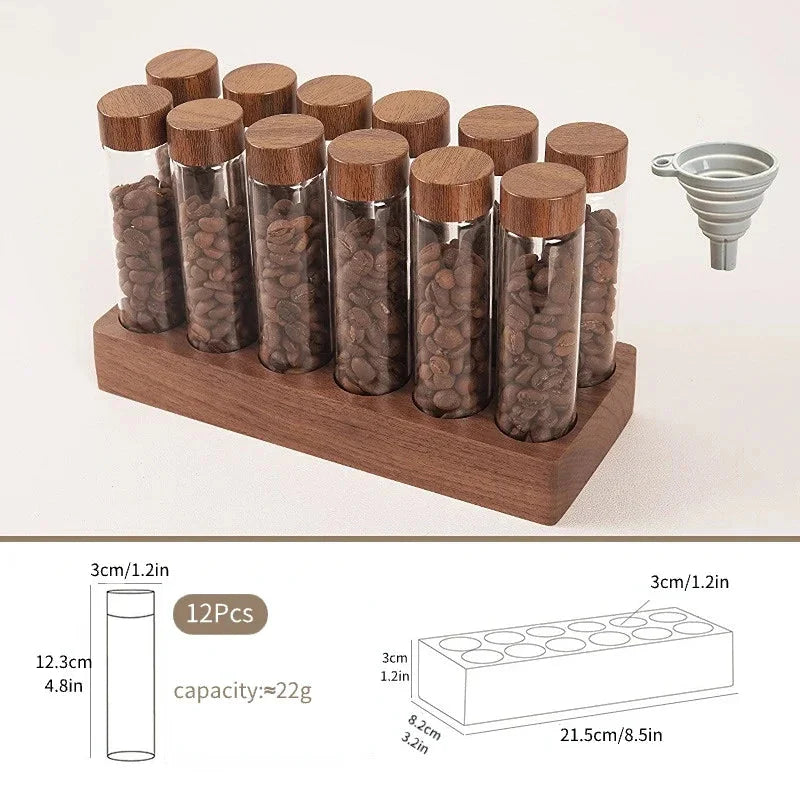 Frendorf | Walnuss Massivholz Basis Einzelportionen Kaffeebohnen Lagerung Holzhalter
