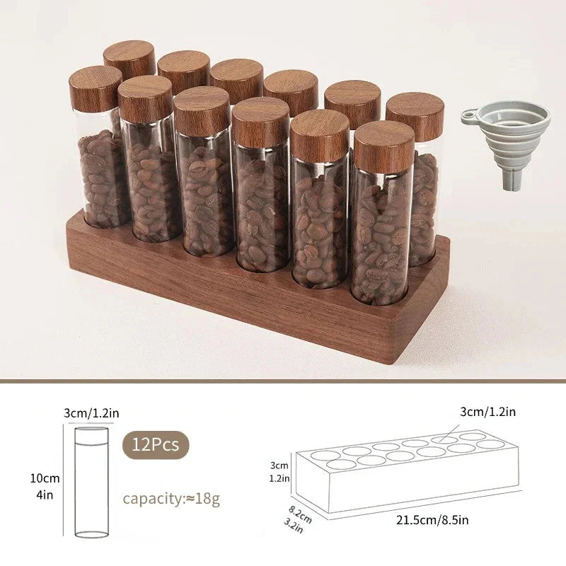 Frendorf | Walnuss Massivholz Basis Einzelportionen Kaffeebohnen Lagerung Holzhalter
