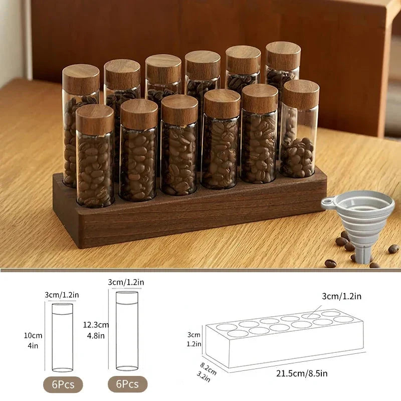 Frendorf | Walnuss Massivholz Basis Einzelportionen Kaffeebohnen Lagerung Holzhalter