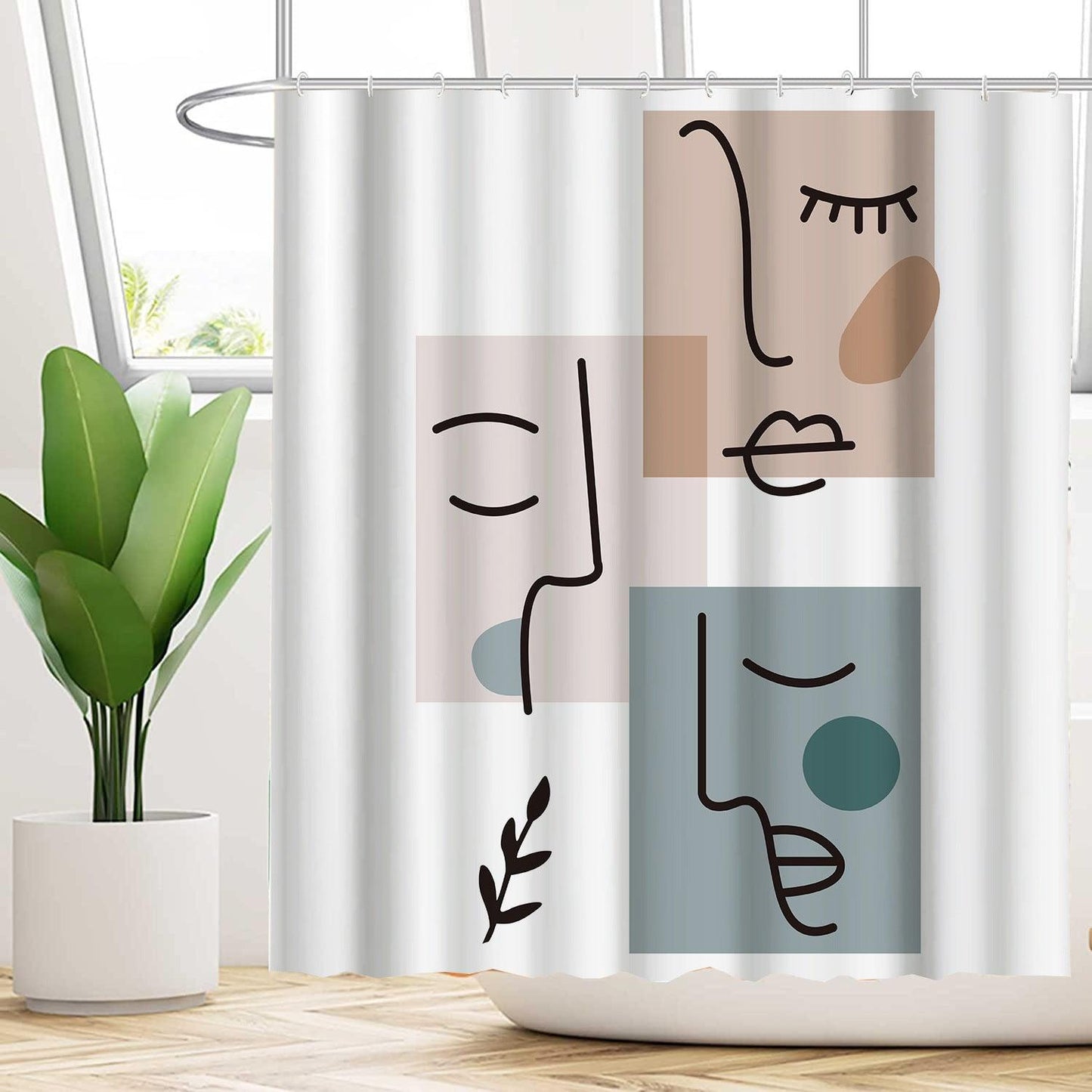 Wasserabweisendes florales Duschvorhang-Set mit modernem Design