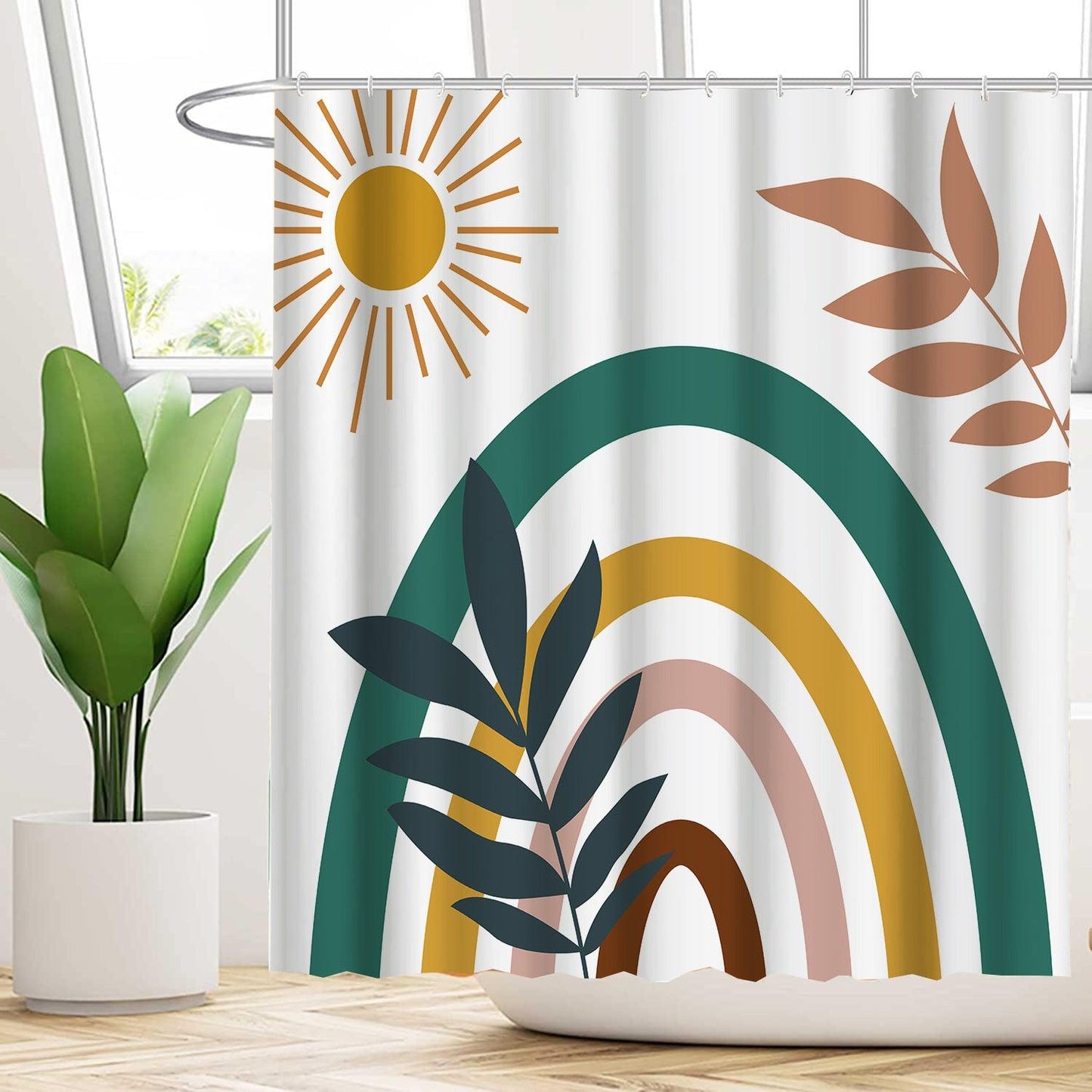Wasserabweisendes florales Duschvorhang-Set mit modernem Design