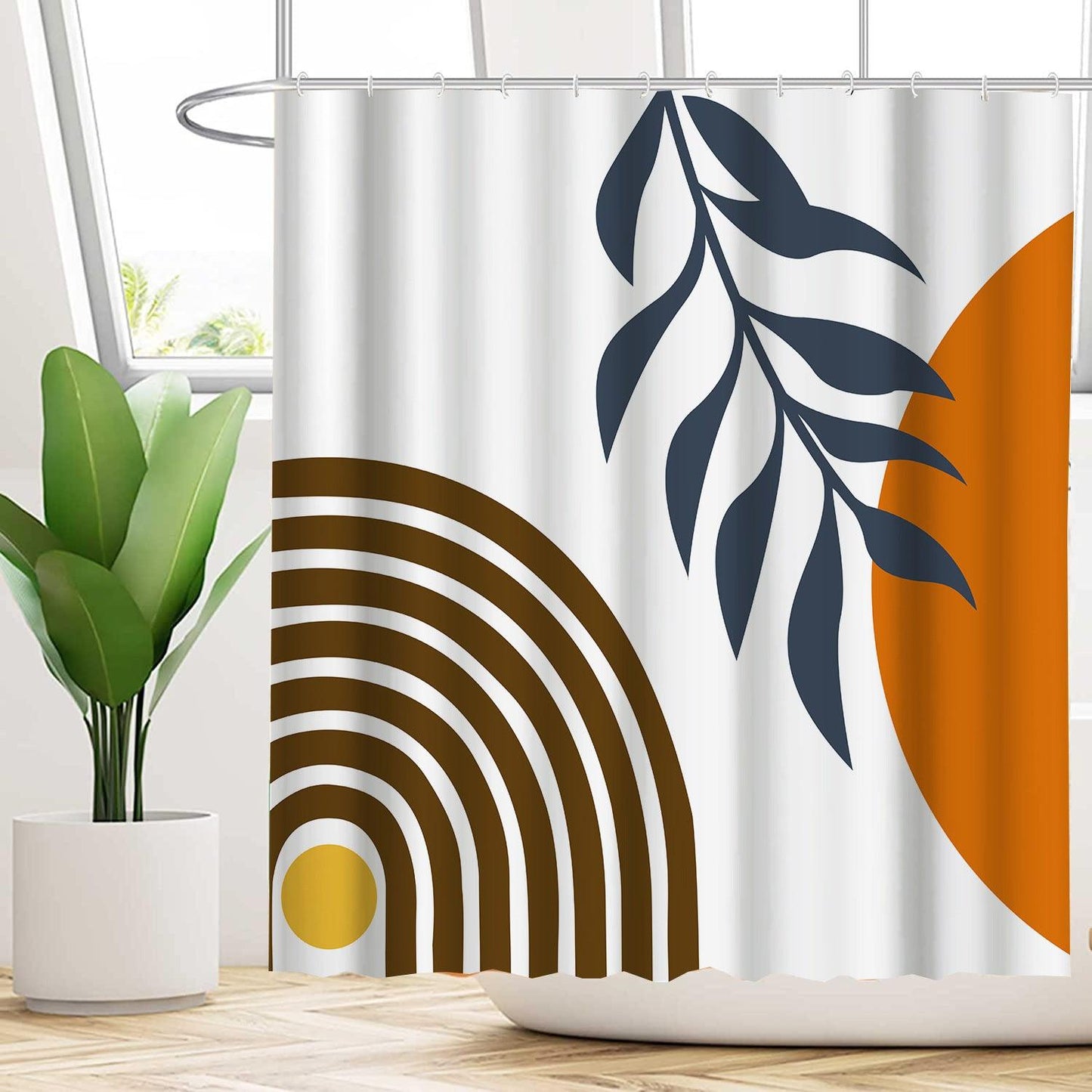 Wasserabweisendes florales Duschvorhang-Set mit modernem Design