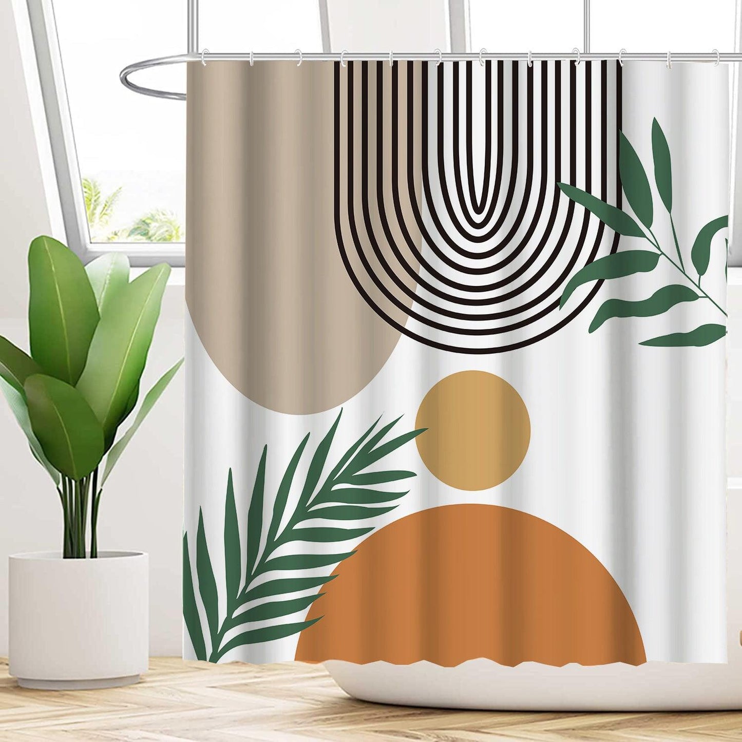 Wasserabweisendes florales Duschvorhang-Set mit modernem Design