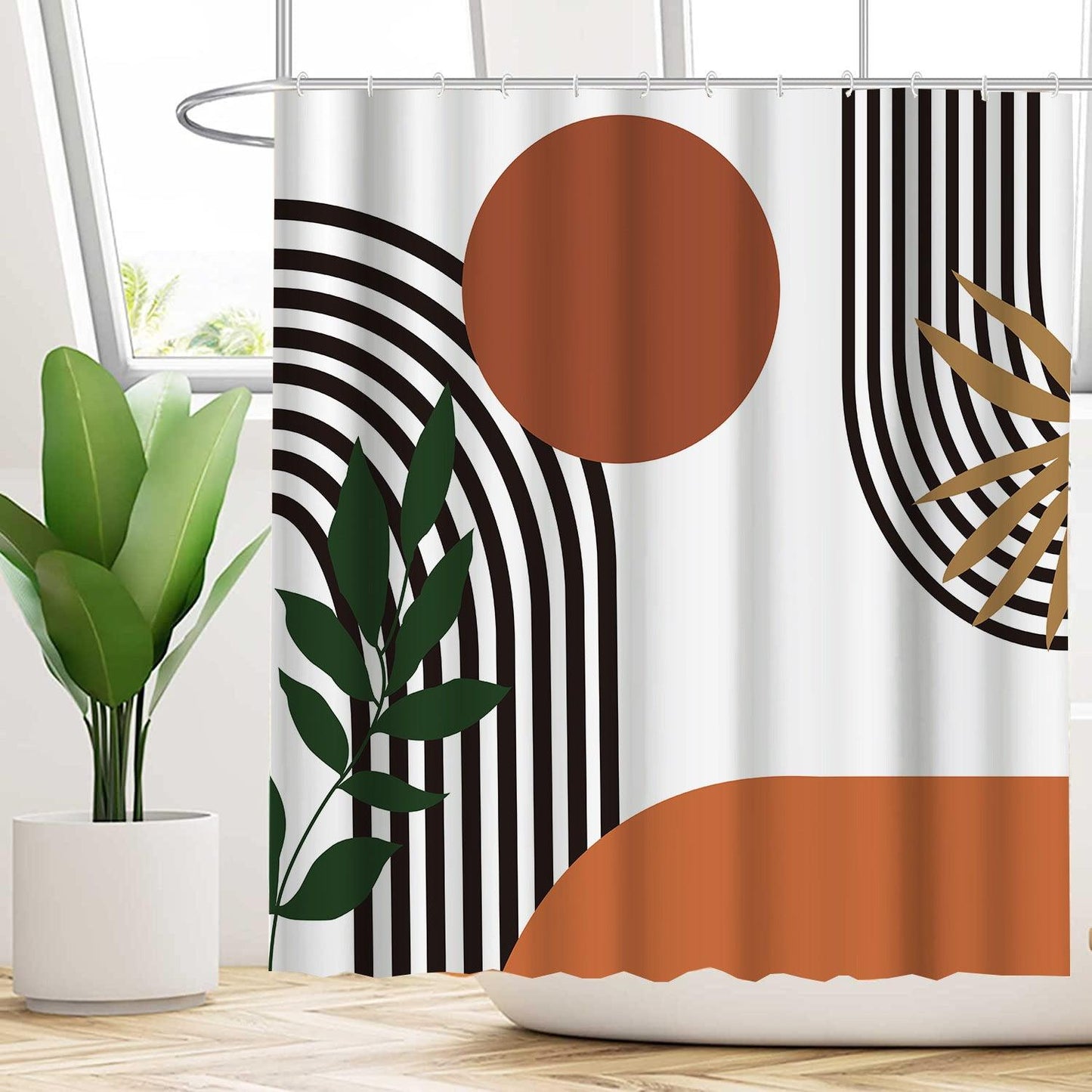 Wasserabweisendes florales Duschvorhang-Set mit modernem Design