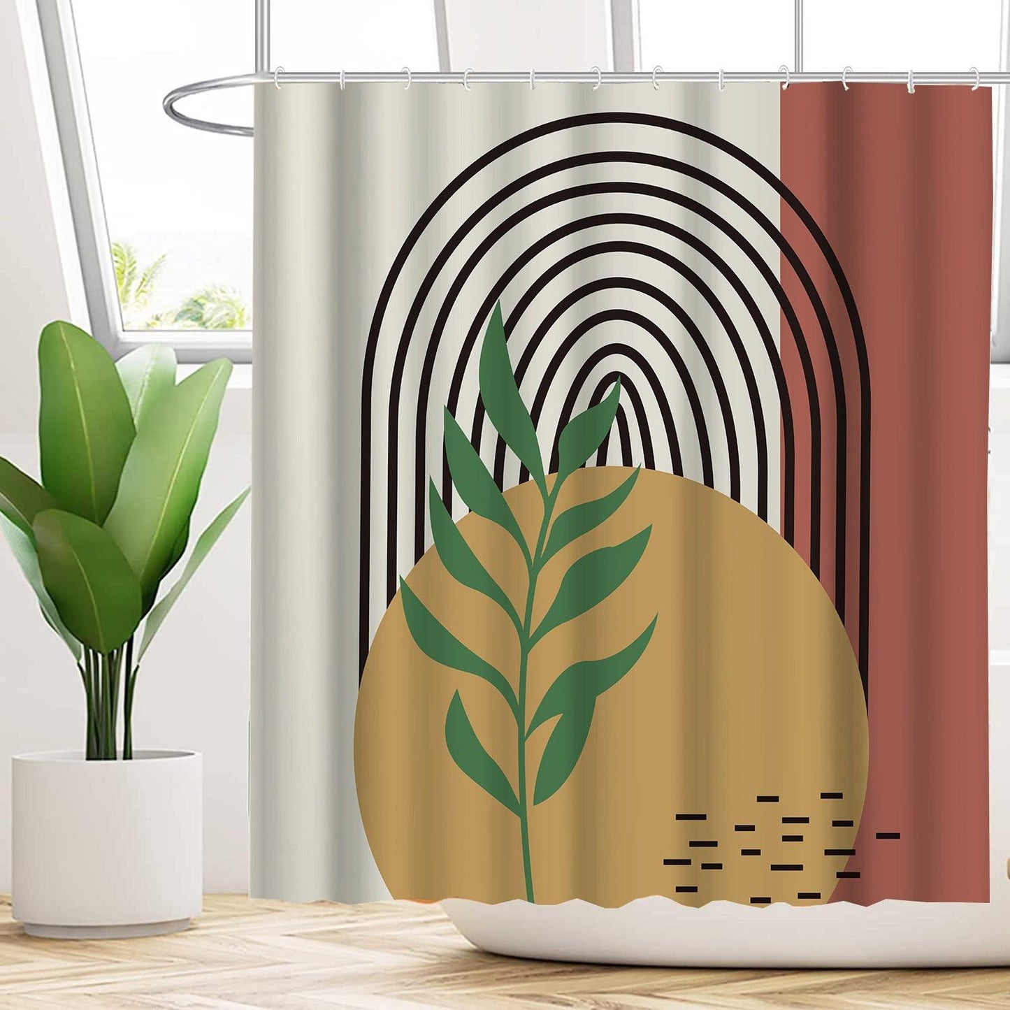 Wasserabweisendes florales Duschvorhang-Set mit modernem Design