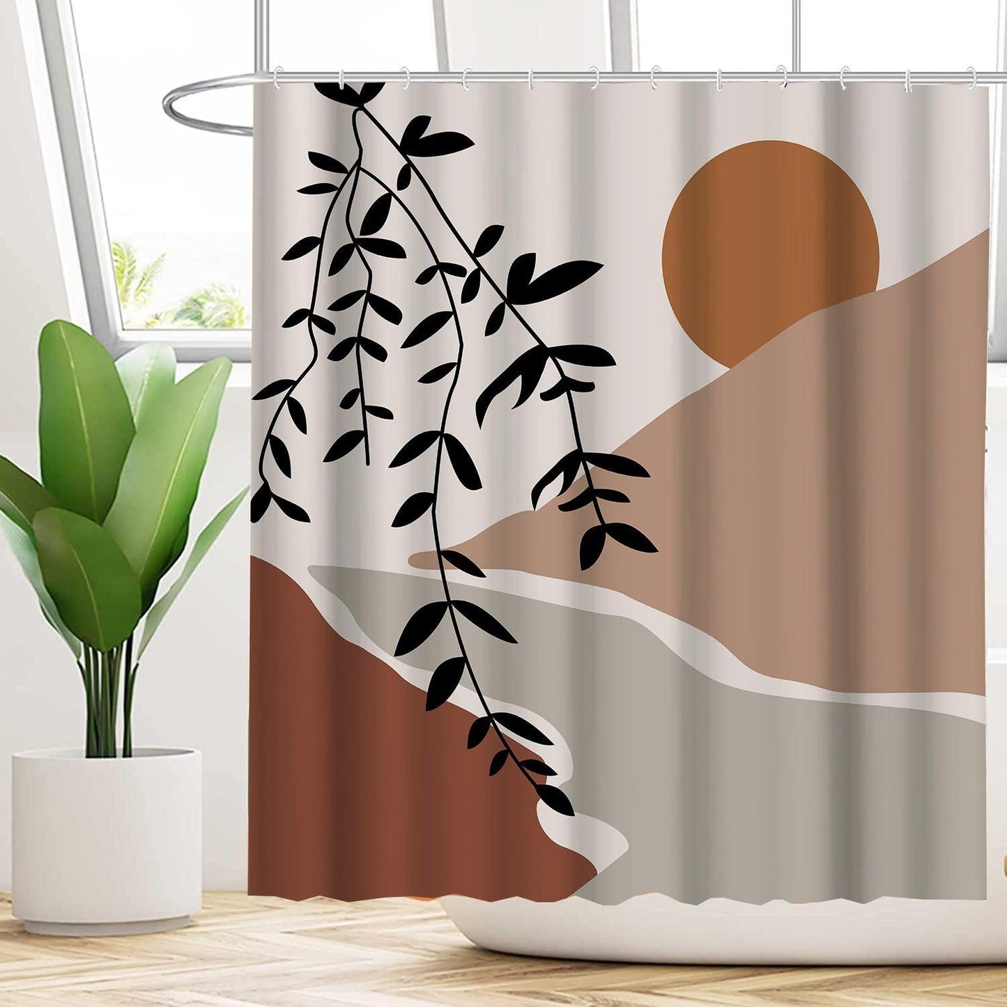 Wasserabweisendes florales Duschvorhang-Set mit modernem Design