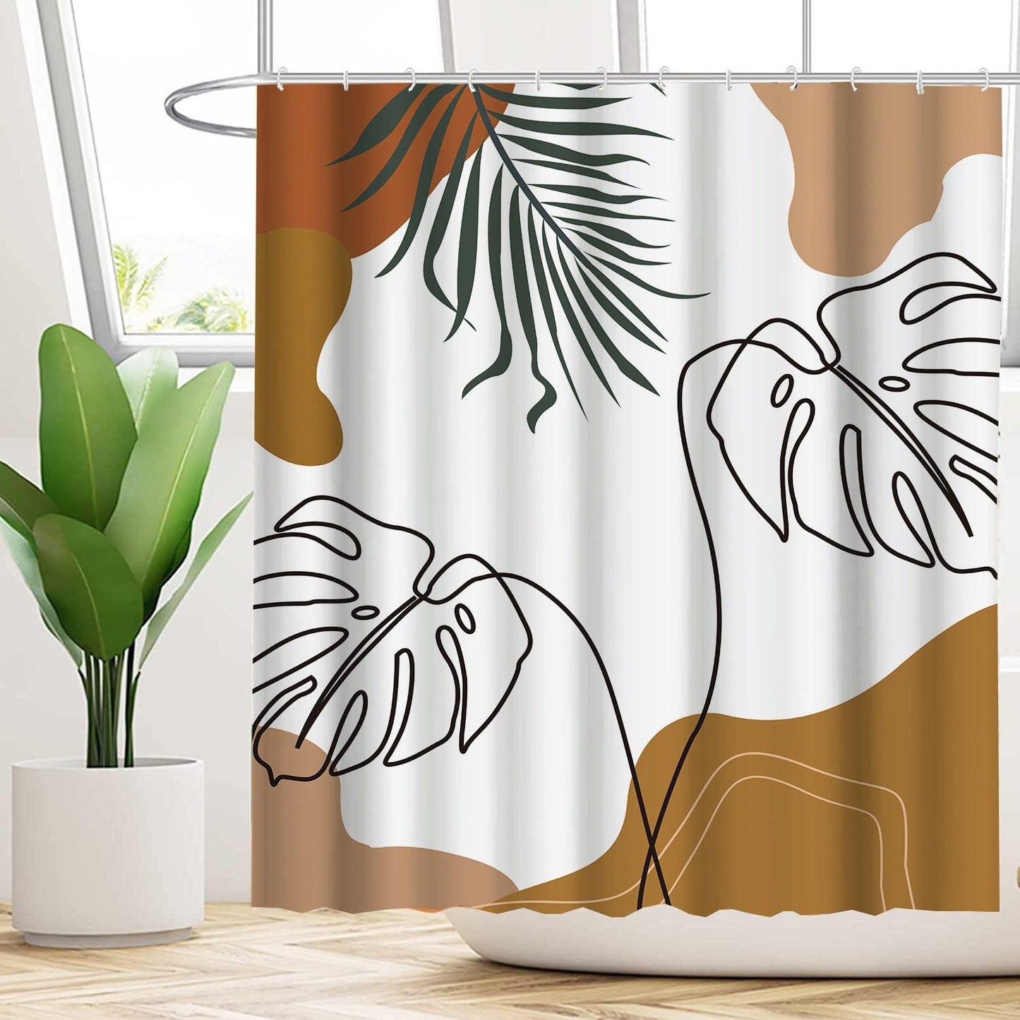 Wasserabweisendes florales Duschvorhang-Set mit modernem Design