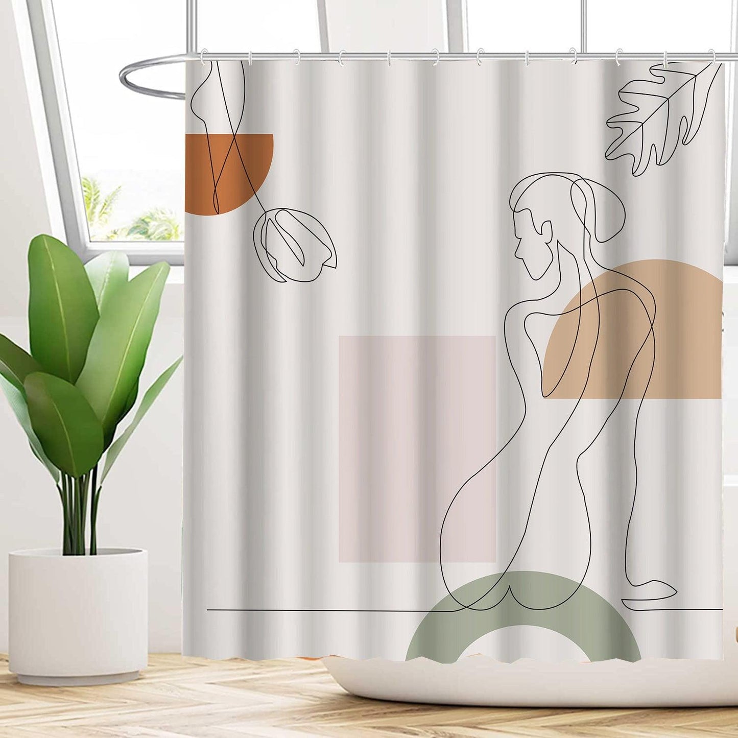 Wasserabweisendes florales Duschvorhang-Set mit modernem Design