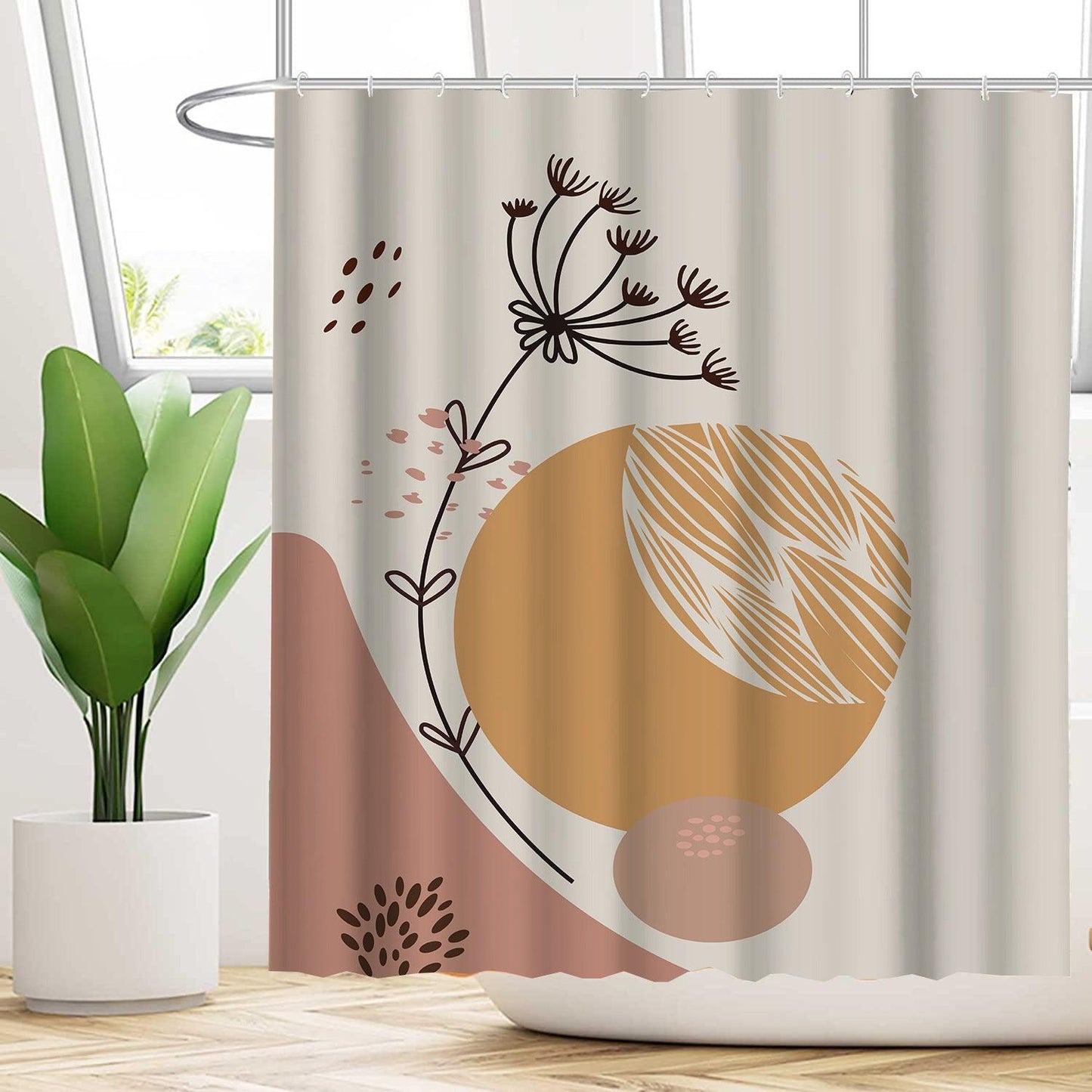 Wasserabweisendes florales Duschvorhang-Set mit modernem Design