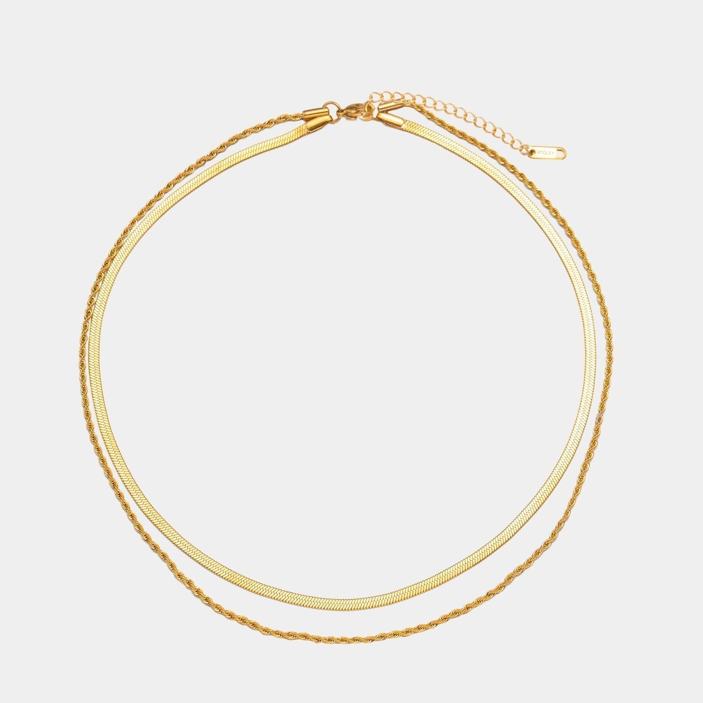 Frendorf | Damen gestaffeltes Halsband | Gold Herringbone Choker & Seil Kette | Wasserdicht
