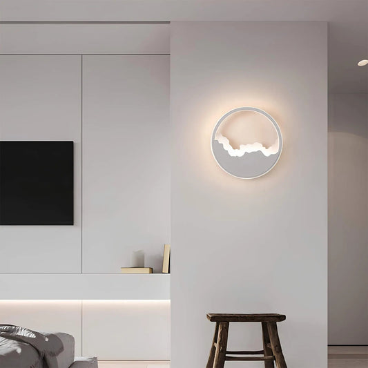 Frendorf | SkyGlow – Minimalistische zirkuläre Wandlampe mit Ausschnitt in Cloudscape