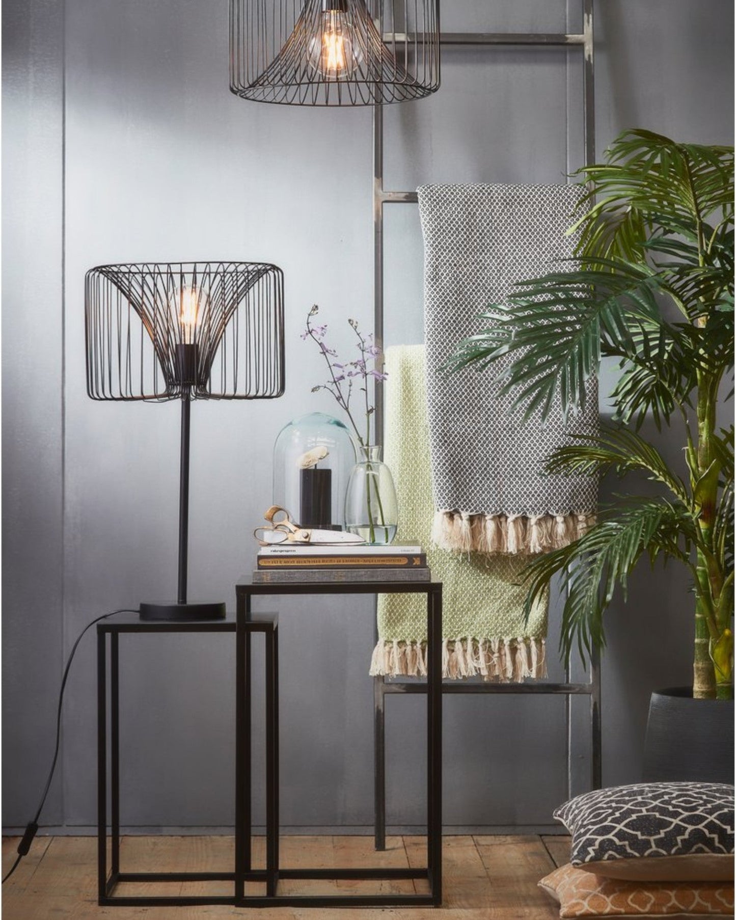 Frendorf | Mica Decorations - Goa Beistelltisch - 2er-Set - L30 x B30 x H70 cm - Metall - Schwarz