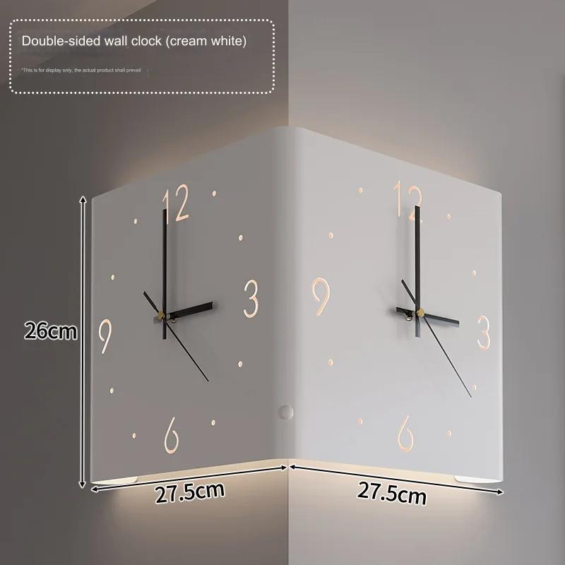 Frendorf | Doppelseitige beleuchtete Eck-Silent-Wanduhr