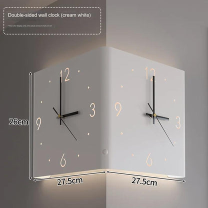 Frendorf | Doppelseitige beleuchtete Eck-Silent-Wanduhr