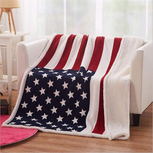 Flanell-Sherpa-Decke mit amerikanischer Flagge