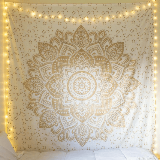 Gold Mandala Wandteppich