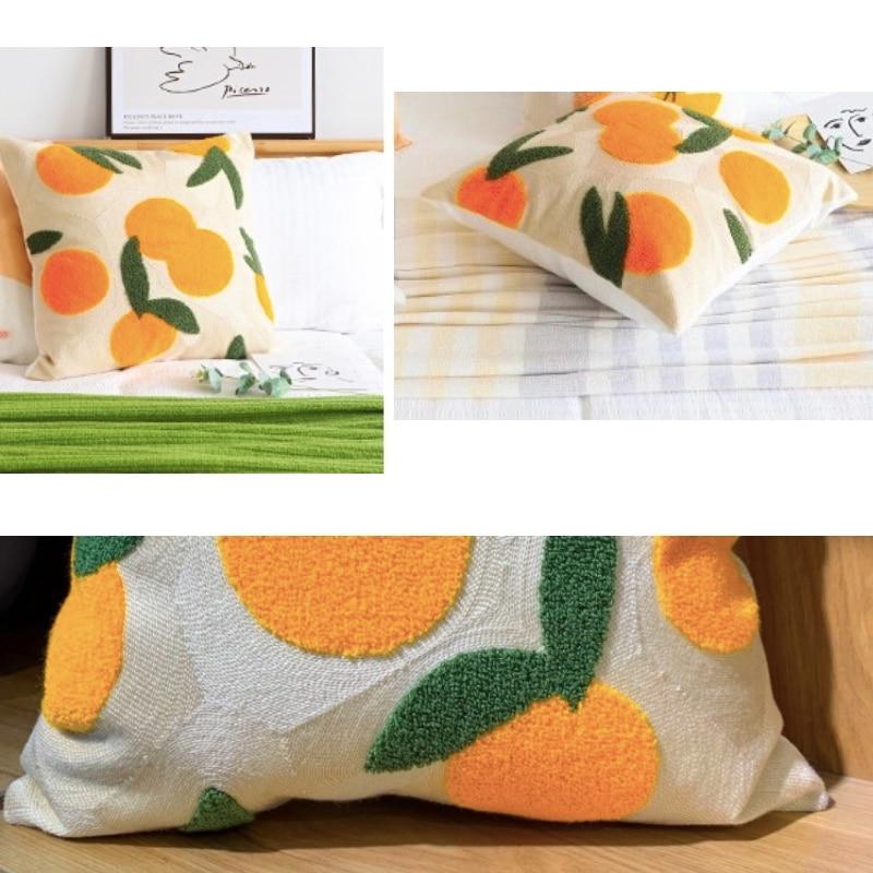 Orange Stickerei Kissenbezug