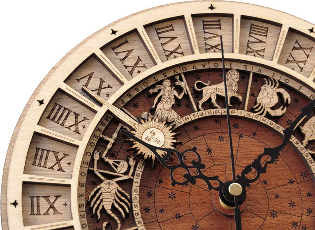 Zodiac Signs Holz Wanduhr