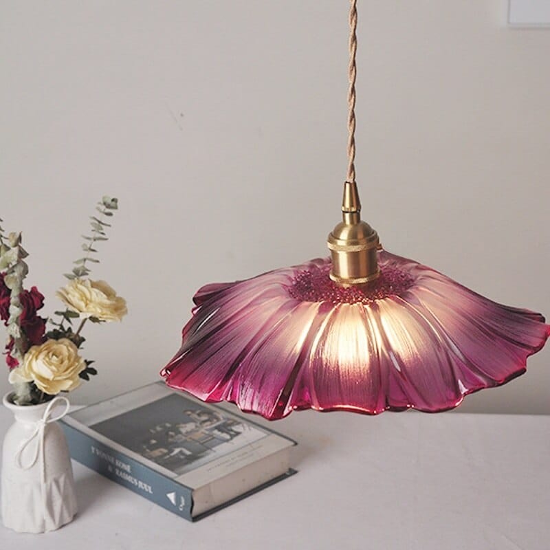 Blumenblatt Buntglas Pendelleuchte