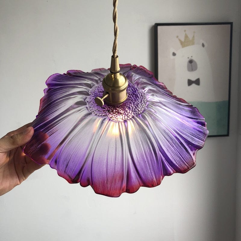 Blumenblatt Buntglas Pendelleuchte