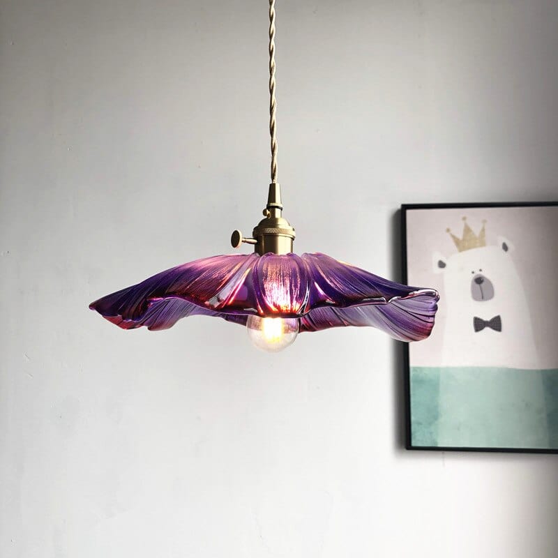 Blumenblatt Buntglas Pendelleuchte