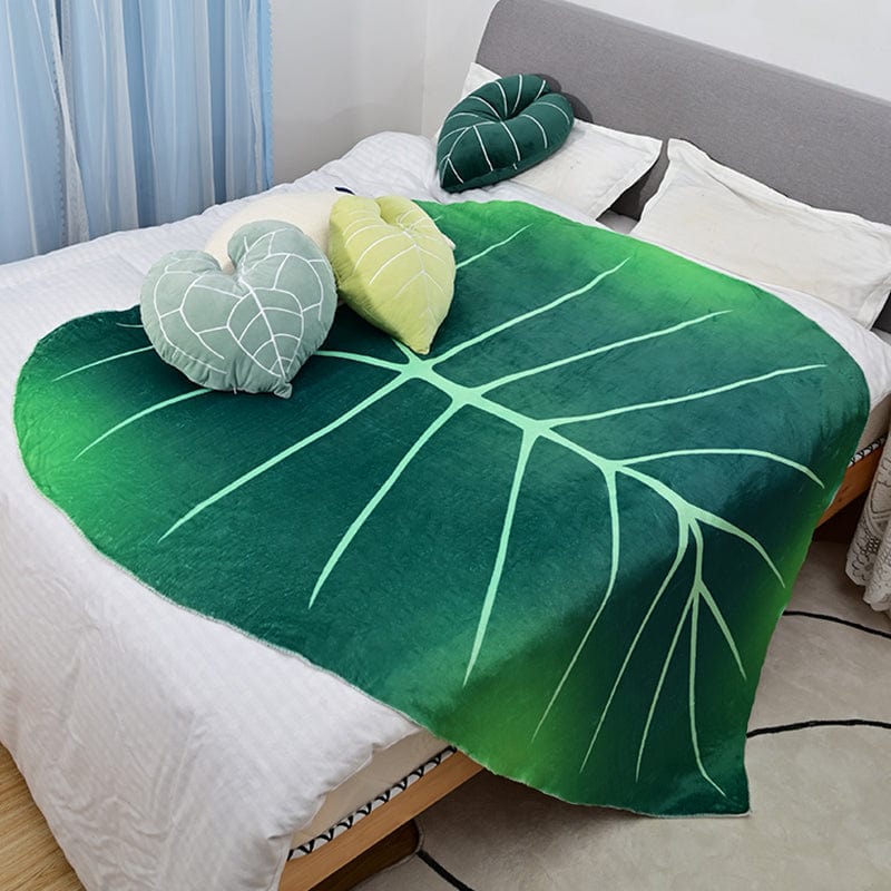 Frendorf | LeafHaven Philodendron Gloriosum Decke | Weiche Riesenblatt-Kuscheldecke | Tropische Deko für Zuhause