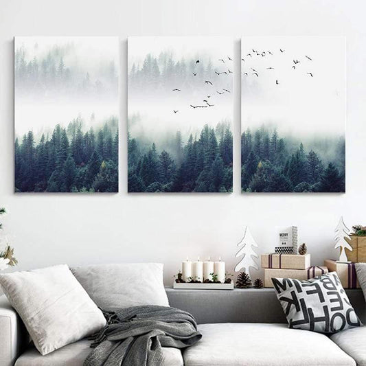 3-teilige Nordic Forest Landscape Wandkunst