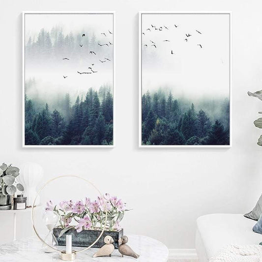 3-teilige Nordic Forest Landscape Wandkunst