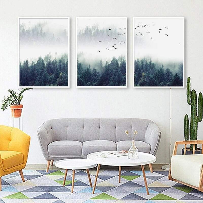 3-teilige Nordic Forest Landscape Wandkunst