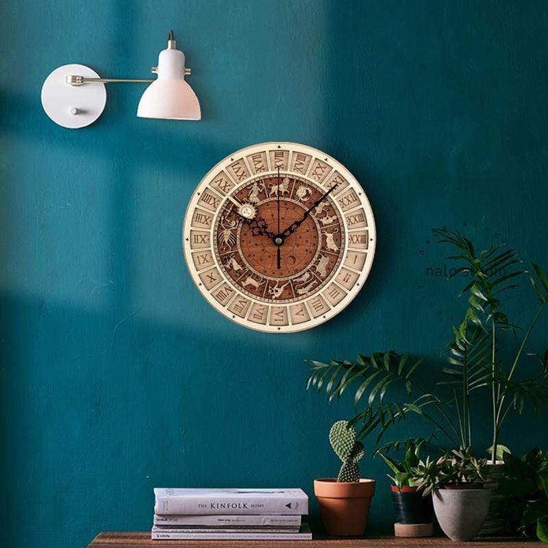 Zodiac Signs Holz Wanduhr
