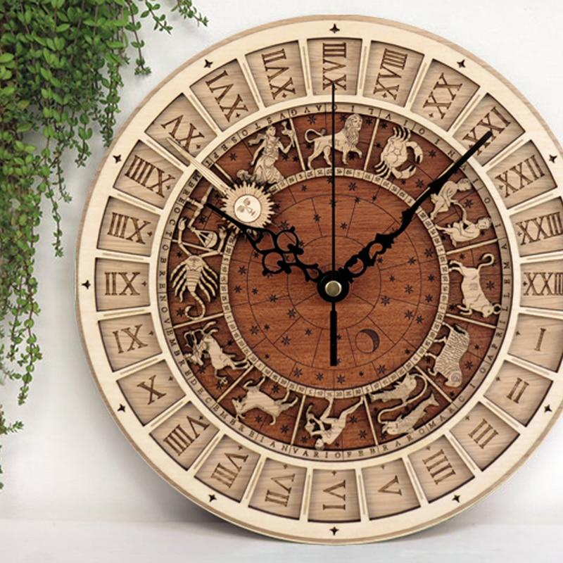 Zodiac Signs Holz Wanduhr